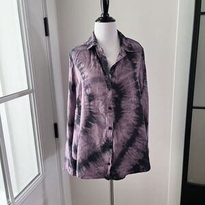 Bella Dahl Purple Tie-Dye Button Down Shirt